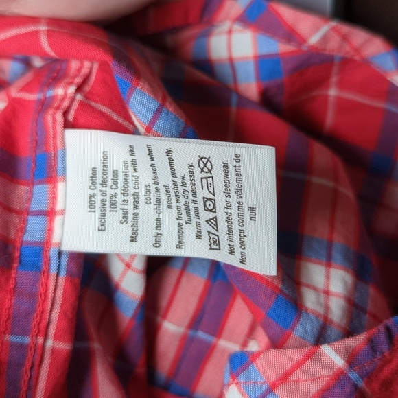 Janie and Jack Red White Blue Button Down Roll-Tab Sleeve Shirt Cotton Size 3 - Picture 5 of 5